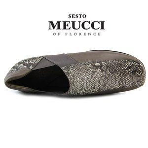Sesto Meucci Metallic Snakeskin Leather Loafers